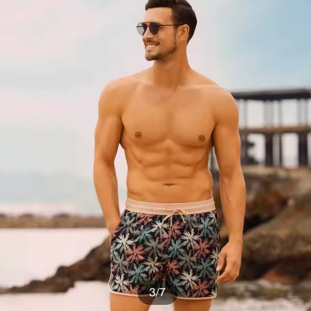 BRISIRA Mens Short Swim Trunks with Compression Liner new
